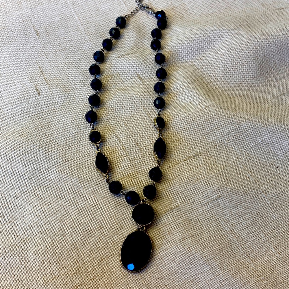 Triple-Stranded necklace in polished stones and beads and a bonus black necklace